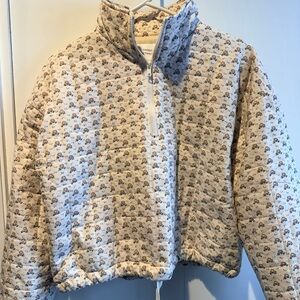 Floral Print Quilted Quarter ZipJacket